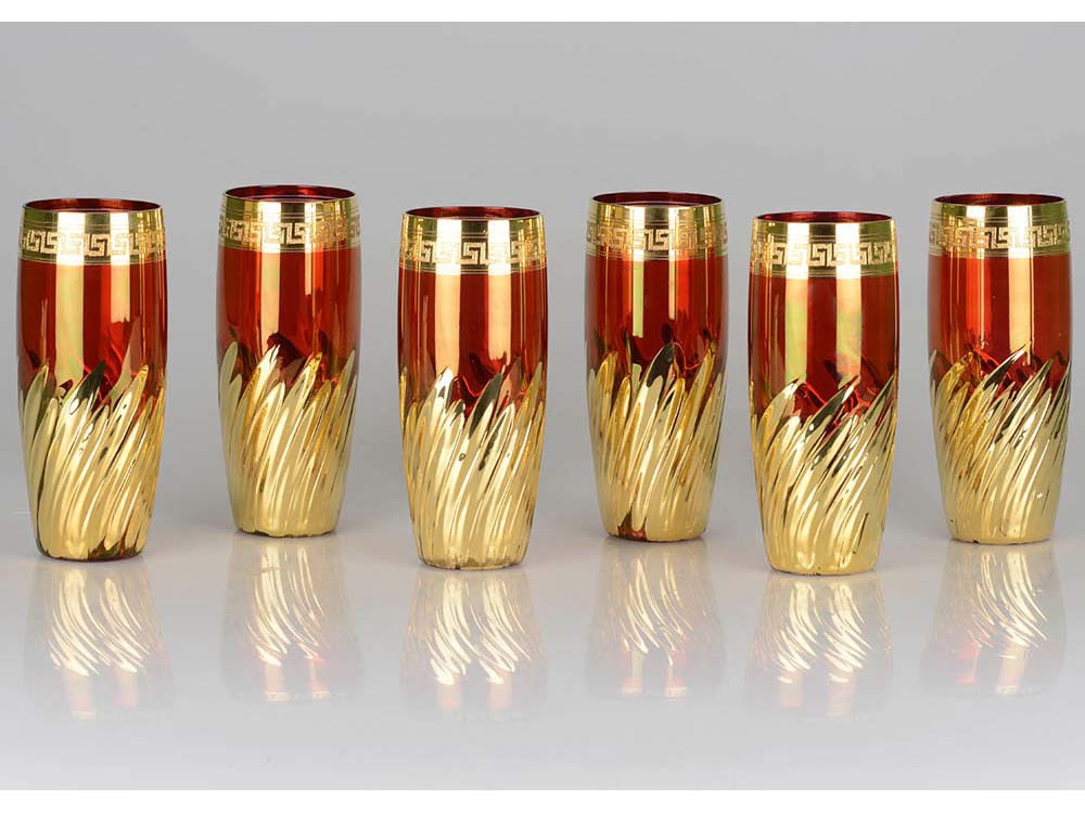 Набор коктейльных стаканов Салют победы (красный, золотистый)